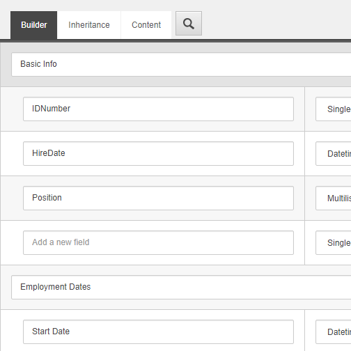 The Template Builder showing section being added.
