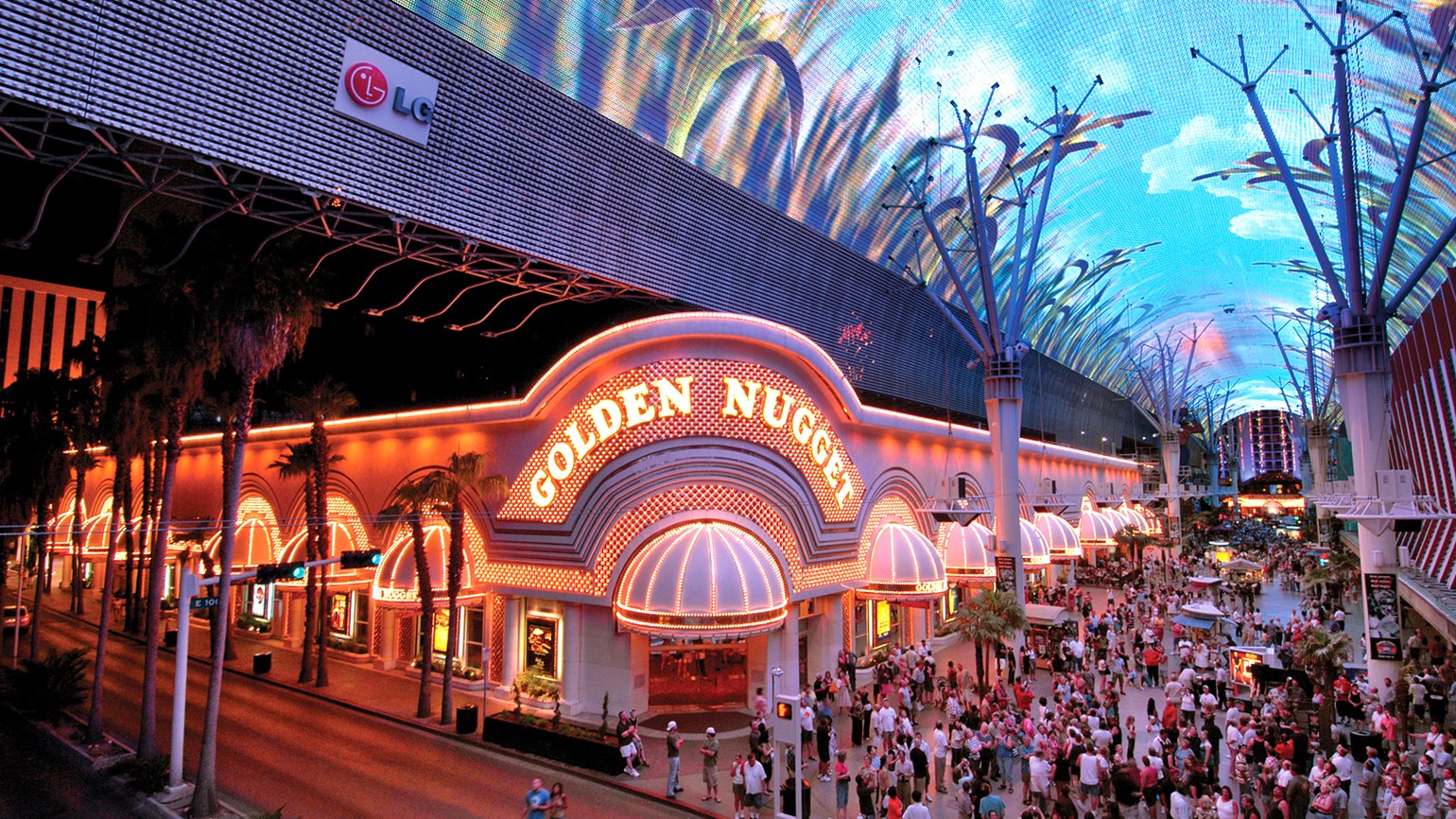 The Fremont Street Experience at night.