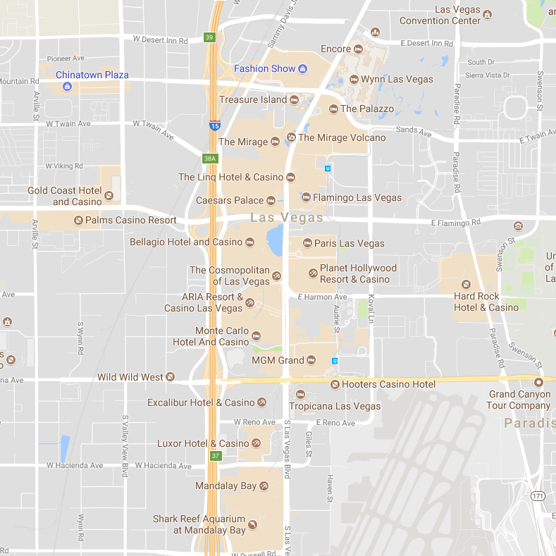 Google Map of the Las Vegas Strip.