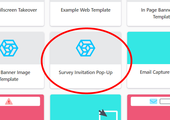 Survey Invitation Pop-Up button circled in red.